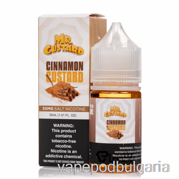 Vape 10000 Дръпки Cinnamon Custard - Mr Custard Salts - 30ml 35mg